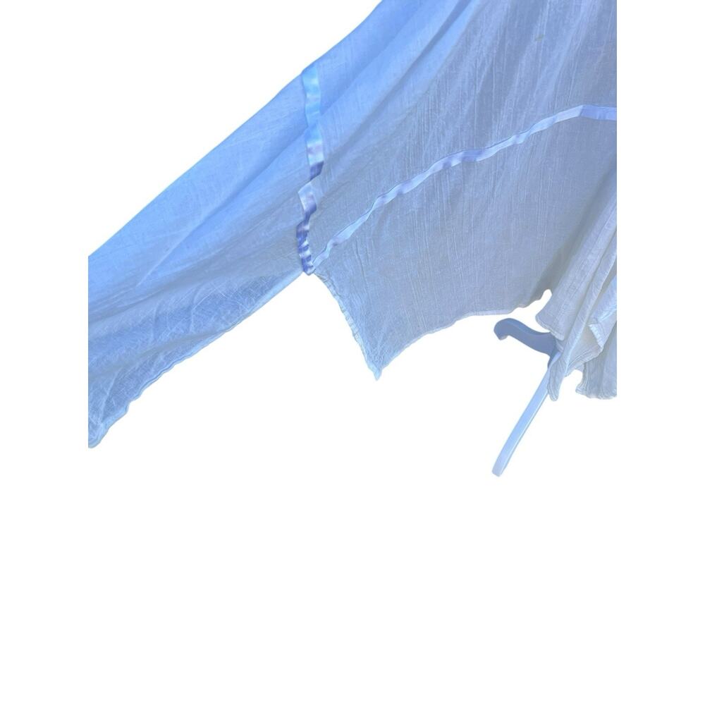 White Mexican Style Floral Embroidered Halter Dress Handkerchief Hem Size M - Picture 5 of 6